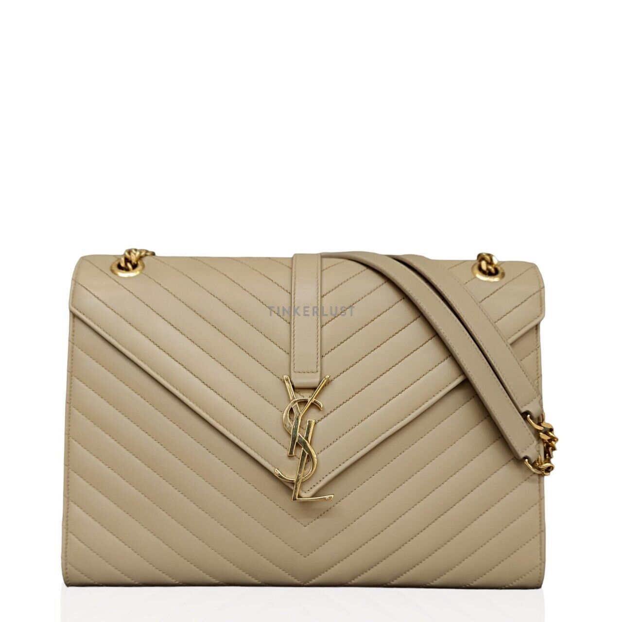 tas shoulder bag Yves Saint Laurent Envelope Large Beige GHW 2013 Shoulder Bag Tinkerlust